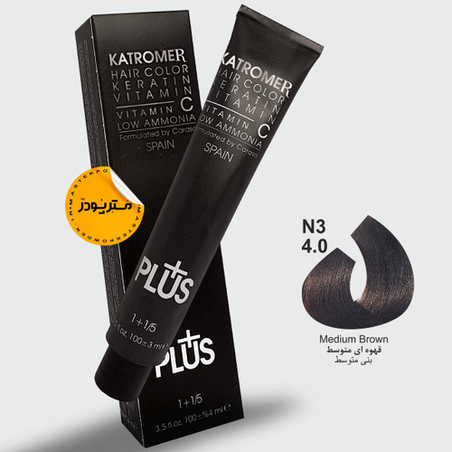 رنگ مو کاترومر گروه طبیعی حجم 100 میلی لیتر شماره 4/0 رنگ قهوه ای متوسط